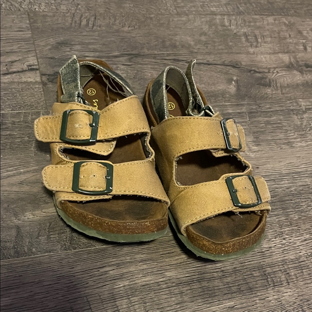 Joules Tan Double-Strap Kids Sandals with Buckles